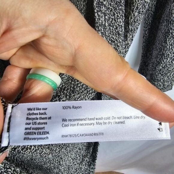 Eileen Fisher Long Duster‎ Cardigan Sz PM Marled Gray Boho Relaxed Open Beach - Picture 7 of 9